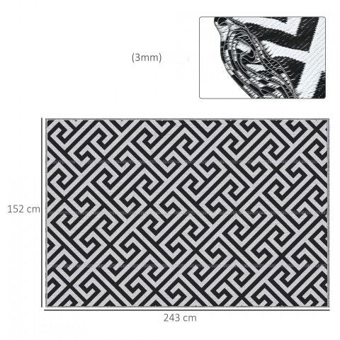 Venkovní koberec 152x243 cm | černý + bílý č.2