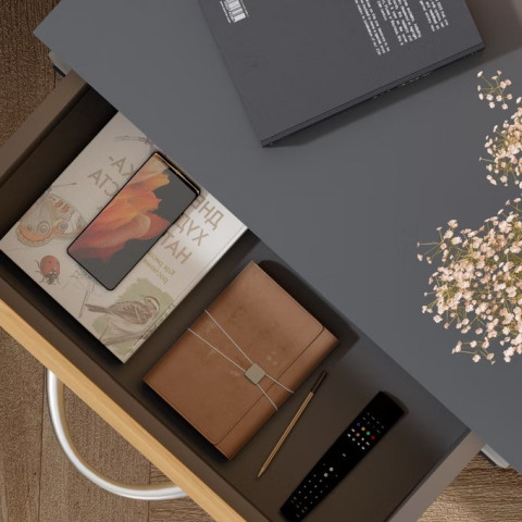 Noční stolek Jamie sada 2 ks 55x40x28cm | dřevo/šedá č.4