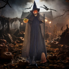 Halloweenská dekorace čarodějnice s LED světly 190 cm | vícebarevná č.1