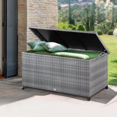 Úložný box z polyratanu s kolečky 117x53x60 cm | šedý č.1