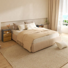 Noční stolek Jamie sada 2 ks 55x40x28cm | dřevo/šedá č.1