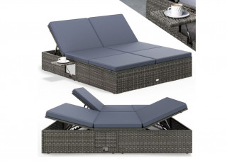 Polyratanové lehátko 200x160x33cm | šedé č.1