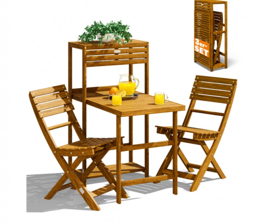 Zahradní skládací sedací souprava 3dílná z akáciového dřeva