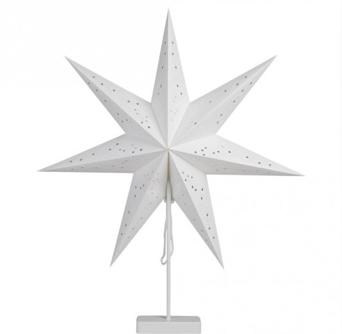 LED papírová hvězda s bílými flitry | bílá č.4