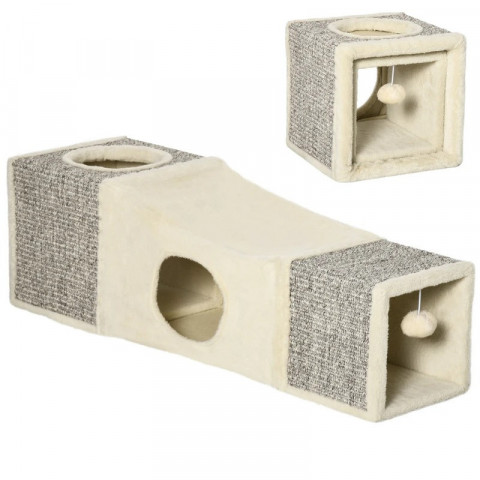 Hrací tunel pro kočky 98x30x30 cm | hnědý + béžový č.3