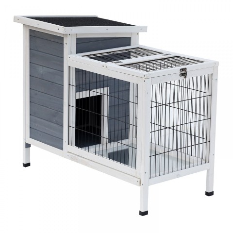 Dřevěná králíkárna 91,5 x 54,8 x 76 cm | bílá č.2