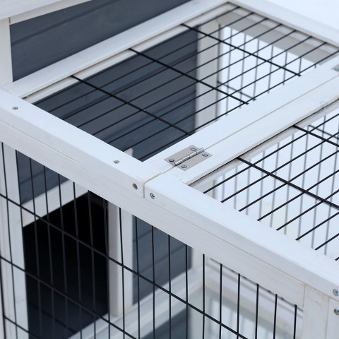 Dřevěná králíkárna 91,5 x 54,8 x 76 cm | bílá č.4