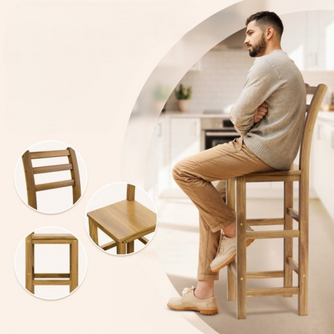 Sada 2 barových židlí z akáciového dřeva č.4