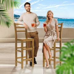 Sada 2 barových židlí z akáciového dřeva č.3