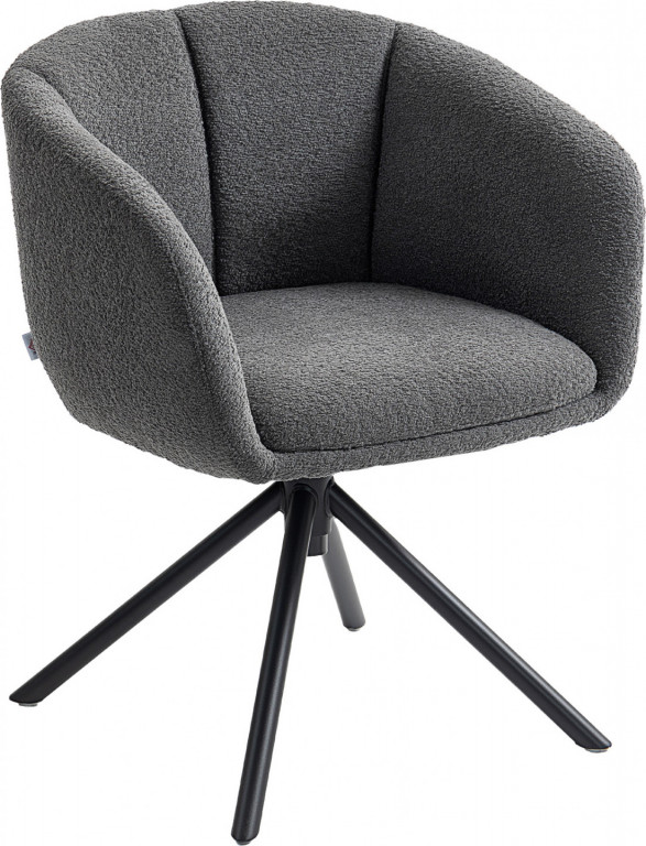 Židle s područkami ve lněném vzhledu | tmavě šedá