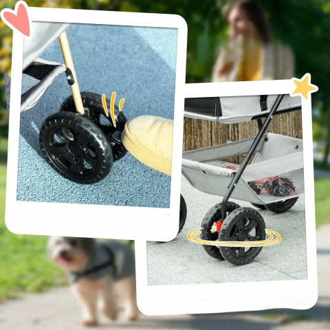 Kočárek pro mini psy do 4 kg | světle šedý č.5