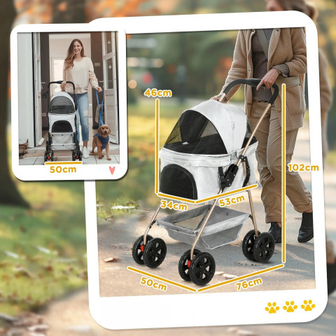 Kočárek pro mini psy do 4 kg | světle šedý č.2