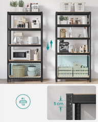 Nastavitelný pětipatrový regál sada 2ks 180 x 90 x 40 cm | černý č.3