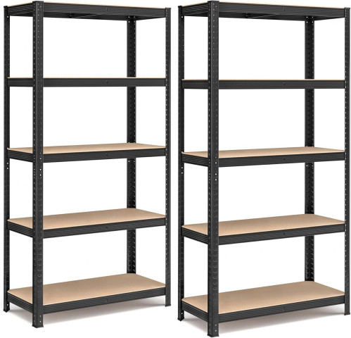 Nastavitelný pětipatrový regál sada 2ks 180 x 90 x 40 cm | černý č.5