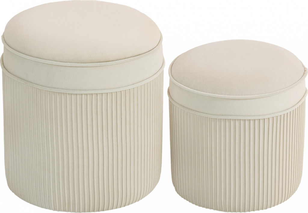 Sada 2 taburetů s úložným prostorem | krémově bílé