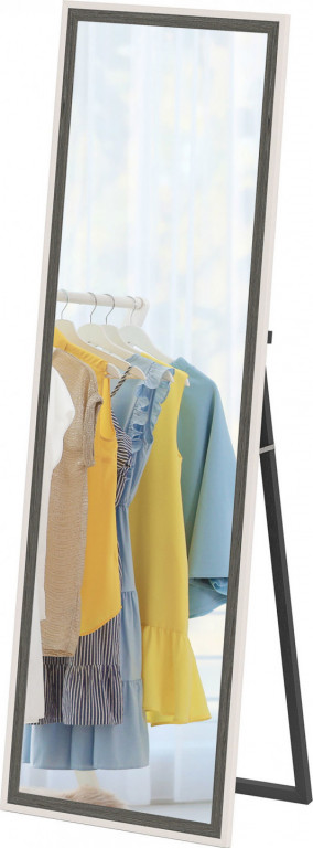 Celoplošné zrcadlo, 162,6 x 53,5 cm | šedé + bílé