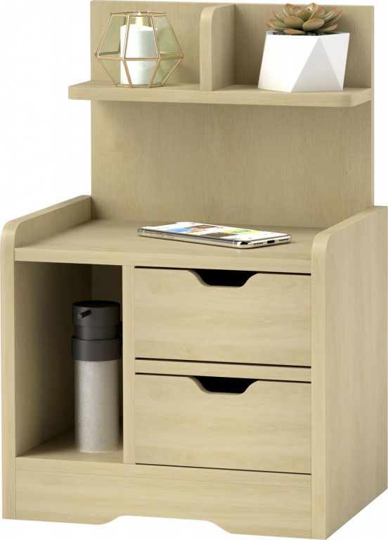 Noční stolek se 2 zásuvkami 40 x 30 x 60 cm | přírodní