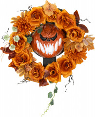 Halloweenská dekorace, dýňový věnec se 44 LED diodami | vícebarevná č.1