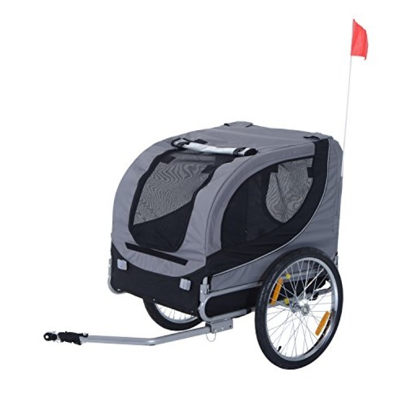 Přívěsný vozík za kolo pro psa 78 x 73 x 94 cm šedo-černý