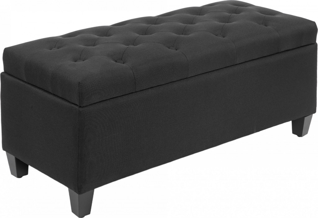 Čalouněná lavice s úložným prostorem 100 x 40 x 44 cm | černá