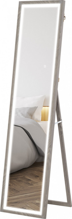 Stojací zrcadlo s LED osvětlením 40 x 160 cm | šedé