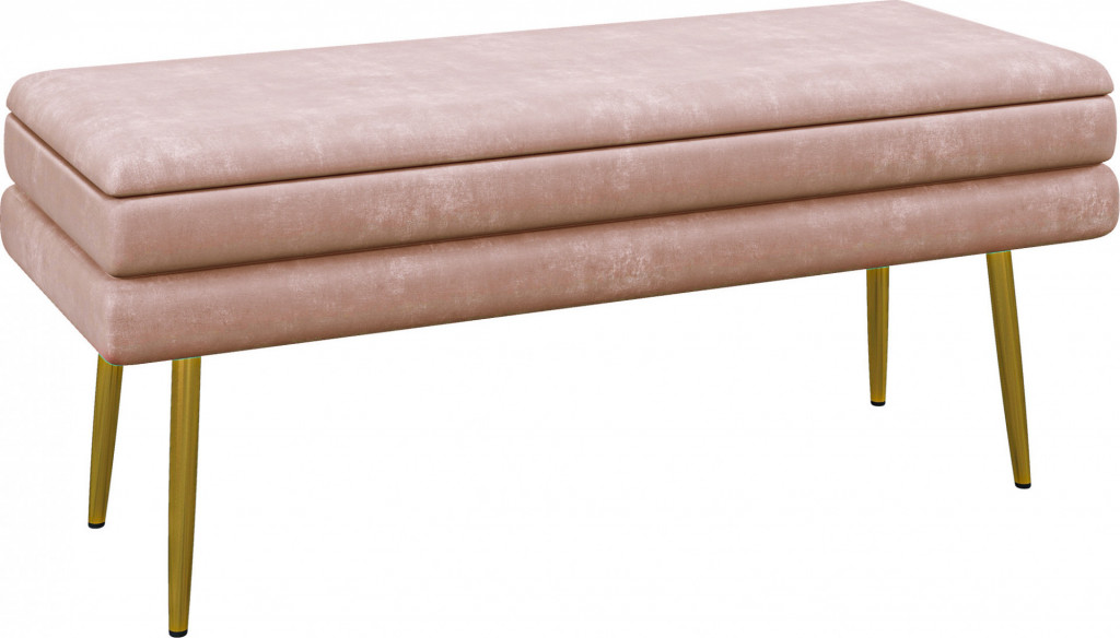 Čalouněná lavice se sametovým vzhledem 79,5 x 37,5 x 43 cm | růžová