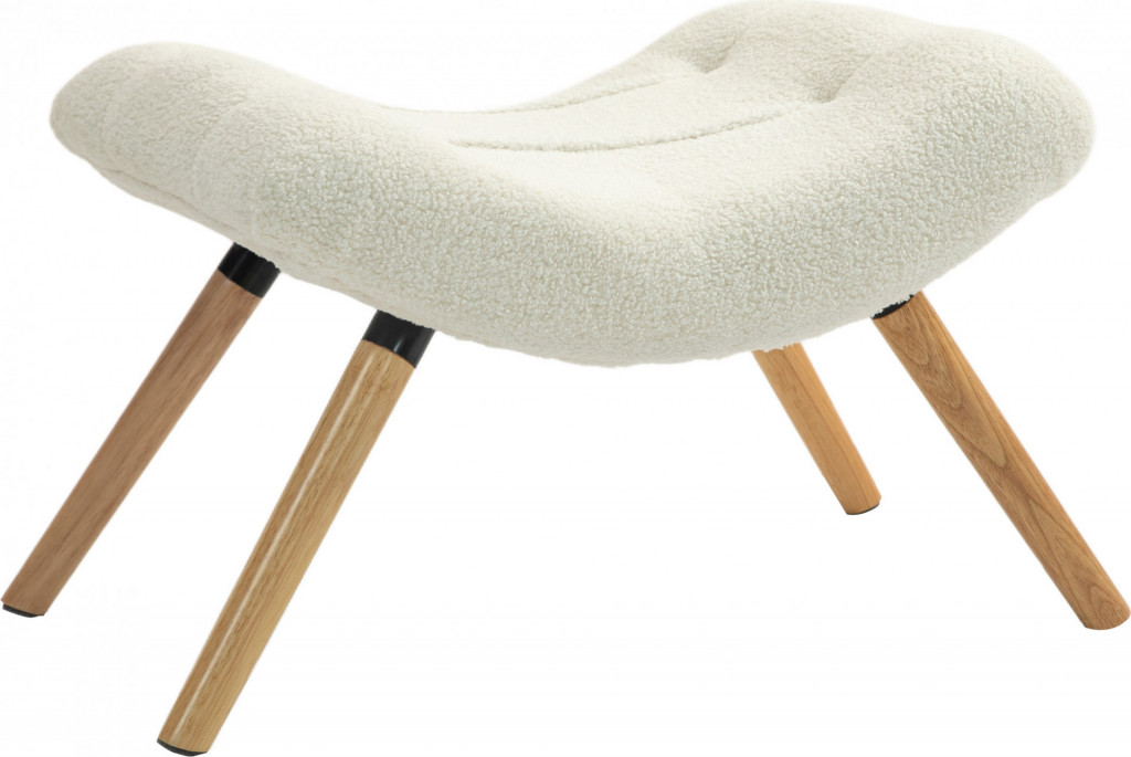 Podnožka s látkou Berber fleece 67 x 45 x 38 cm | krémově bílá