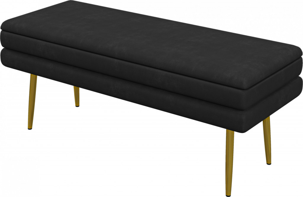 Čalouněná lavice se sametovým vzhledem 79,5 x 37,5 x 43 cm | černá
