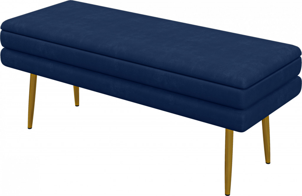 Čalouněná lavice se sametovým vzhledem 79,5 x 37,5 x 43 cm | modrá