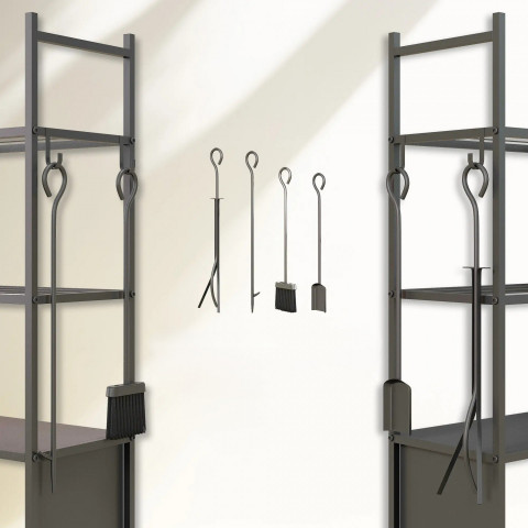 Regál na palivové dřevo 45 x 30 x 118 cm | černý č.5