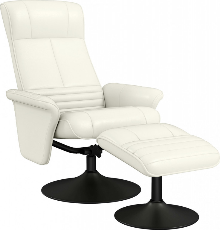 Otočné TV křeslo s funkcí polohování s taburetem | krémově bílé