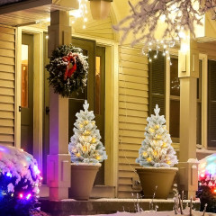 Sada 2 vánočních stromečků s LED osvětlením 107 cm | zeleno-bílá č.1