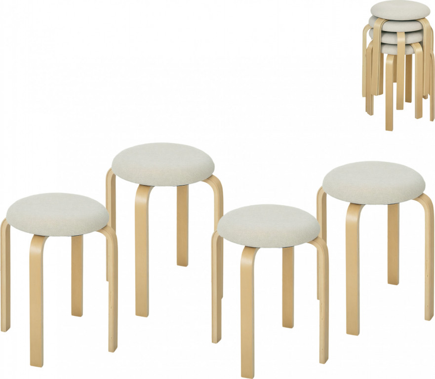Stohovatelné jídelní stoličky, 4 kusy | krémově bílé