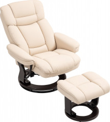 Otočné TV křeslo s taburetem | krémově bílé č.1