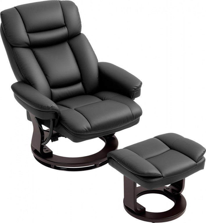 Otočné TV křeslo s taburetem | černé