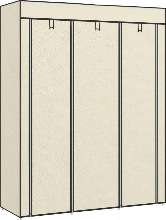 Látková šatní skříň 125 x 43 x 162,5 cm | krémově bílá