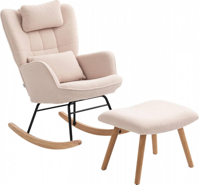 Relaxační houpací křeslo s bederním polštářem | béžové