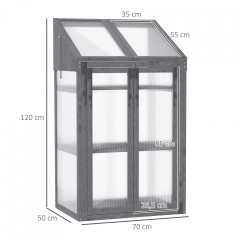 Mini dřevěný skleník 70x50x120 | šedý č.2