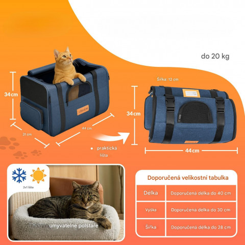 Přepravní taška pro mazličky 44x34x31cm | modrá č.2