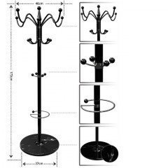 Věšák na oblečení s mramorovou základnou 173 cm | černý č.2
