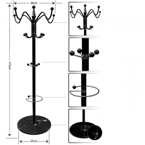 Věšák na oblečení s mramorovou základnou 173 cm | černý č.2