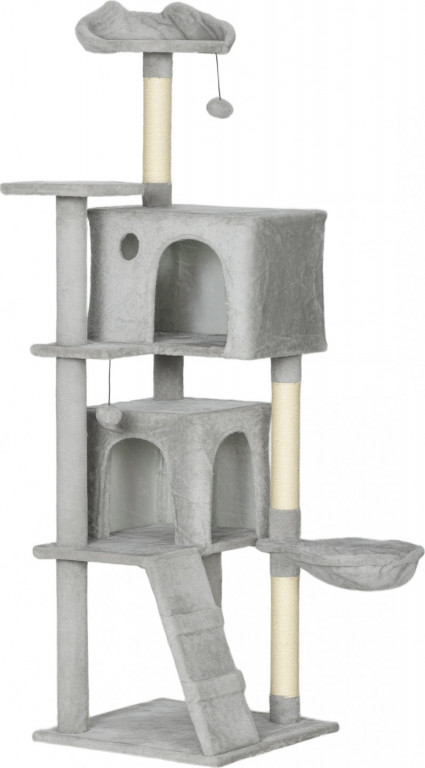 Škrabadlo se sisalovými sloupky, 160 cm | světle šedé