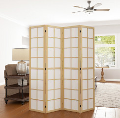 Paraván 4-dílný 160 x 170 cm | přírodní dřevo č.1