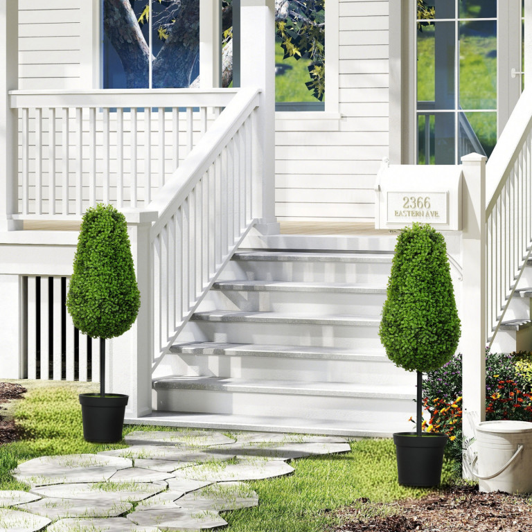 Sada 2 umělých rostlin Boxwood 90 cm | zelená