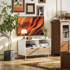 TV stolek se 2 zásuvkami | bílý