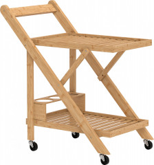 Kuchyňský servírovací vozík s držákem na víno | přírodní