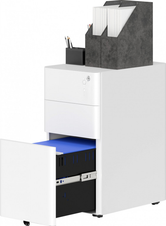 Pojízdná kartotéka se 3 zásuvkami 30 x 45 x 59 cm | bílá