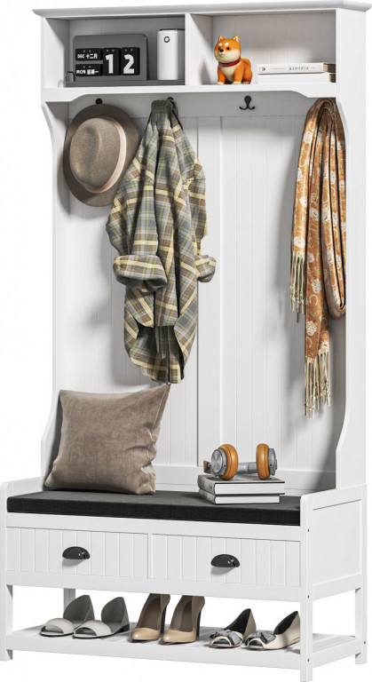 Věšák 2 v 1 se 4 háčky | bílo-šedý