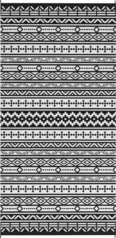 Venkovní robustní koberec 548 x 274 cm | černo-bílý