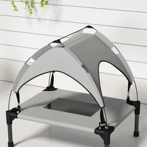 Vyvýšený pelíšek se stříškou, 61 x 46 x 63 cm | světle šedý č.7